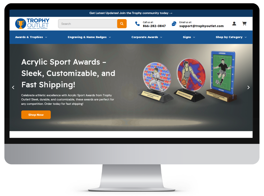 Trophy Outlet Website Screenshot