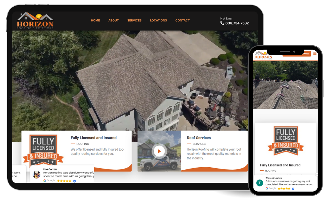 Horizon Roofing Missouri Website Screenshot