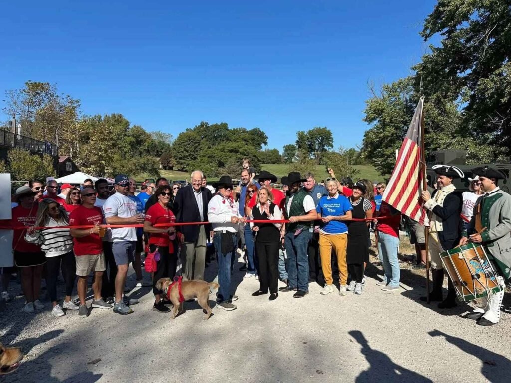 Community walkers gathering at the Tom Shaw Foundation Freedom Walk in Defiance, Missouri