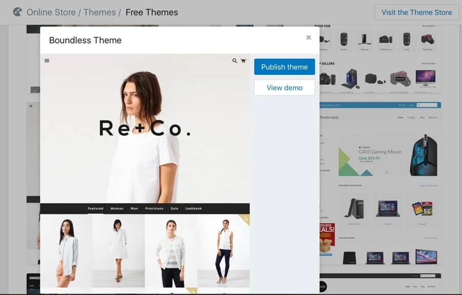 Shopify store layout for a boutique and a Squarespace portfolio
