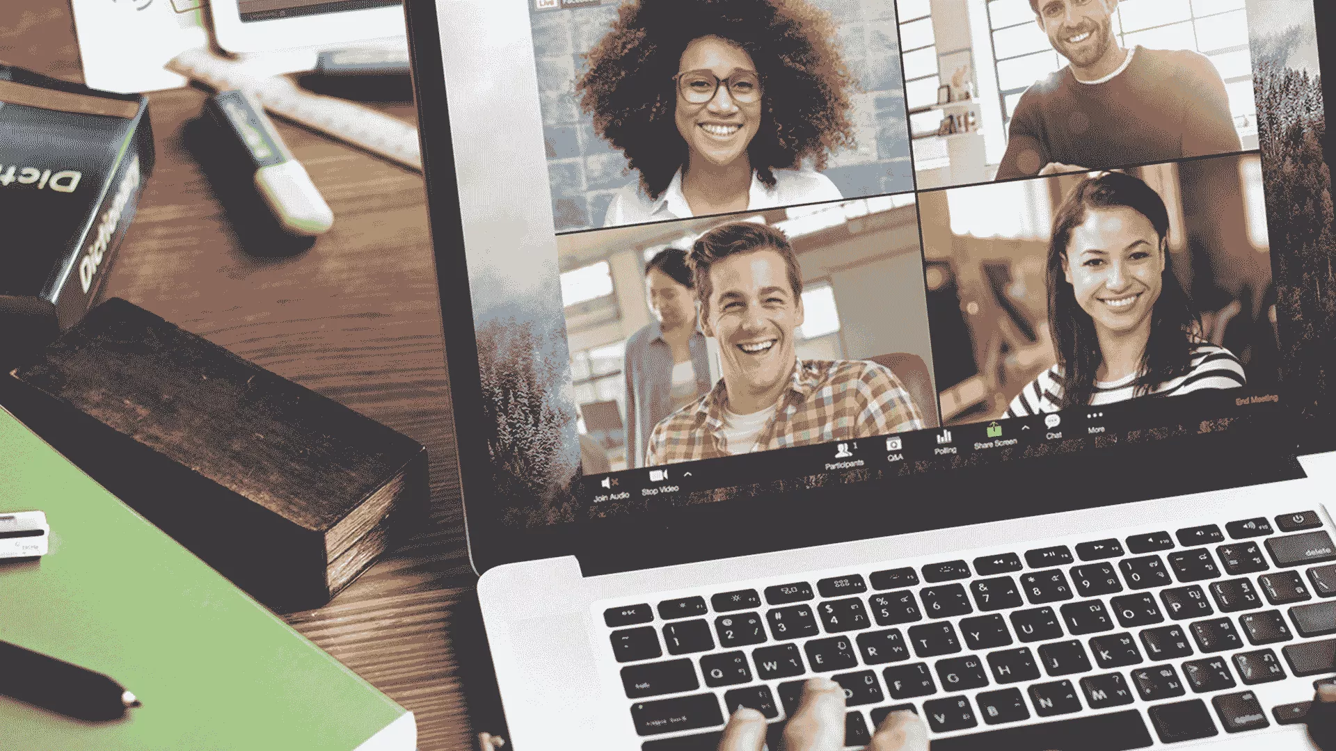 Zoom call with screen sharing showing