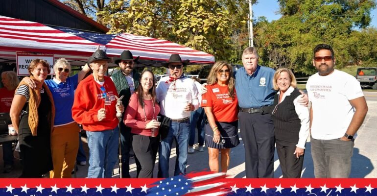Tom Shaw Foundation Freedom Walk for Charities stage at Good News Brewing in Defiance, MO